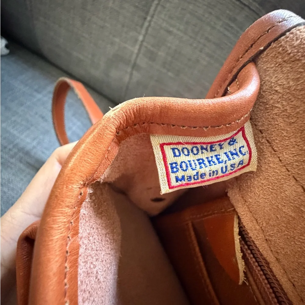 Dooney & Bourke Tan/Brown Leather Briefcase with Shoulder Strap